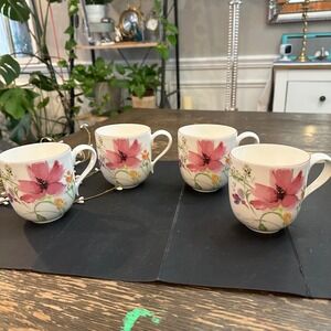 Villeroy & Boch Mariefleur Latte Mugs 4 Pc Set Watercolor Florals